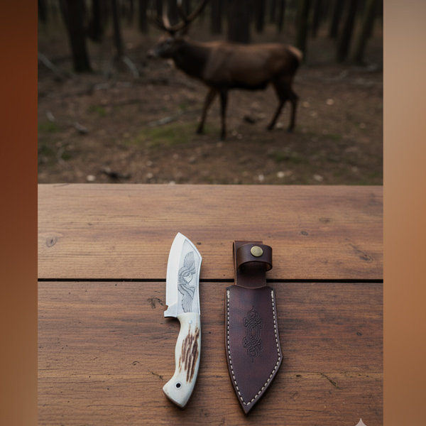 ENGRAVING DEER HORN KNIFE